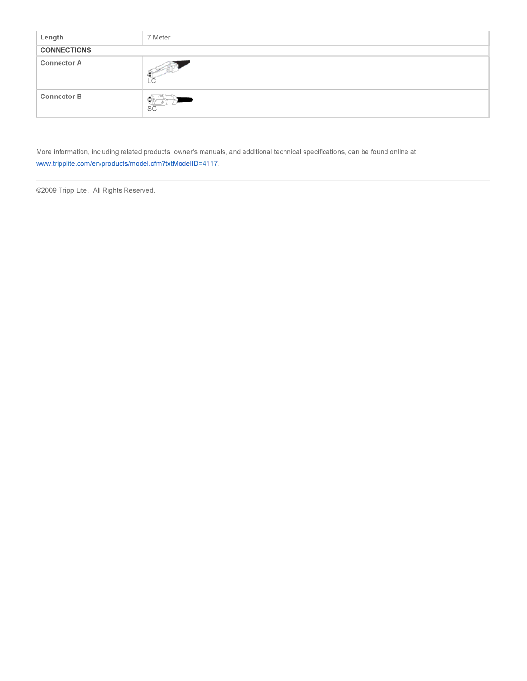 Tripp Lite N316-07M specifications Connections 