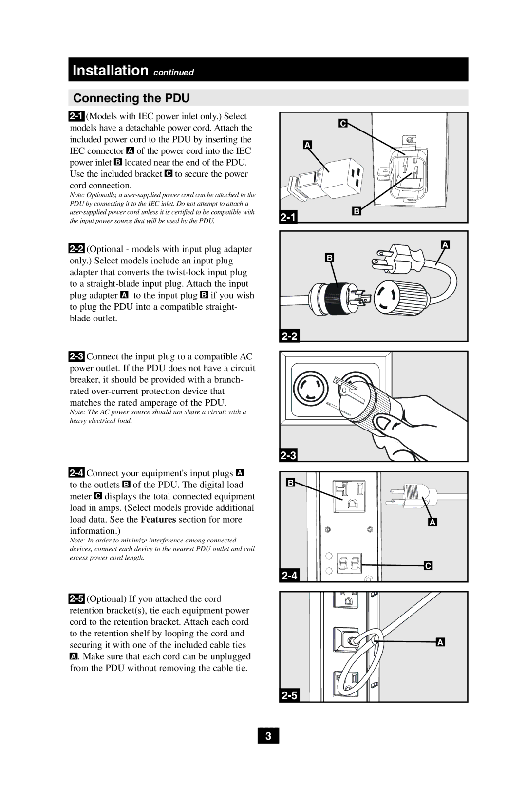 Tripp Lite 93-2899, NEMA 5-20R, IEC-60320-C19, IEC-60320-C13, 200904140 owner manual Connecting the PDU 