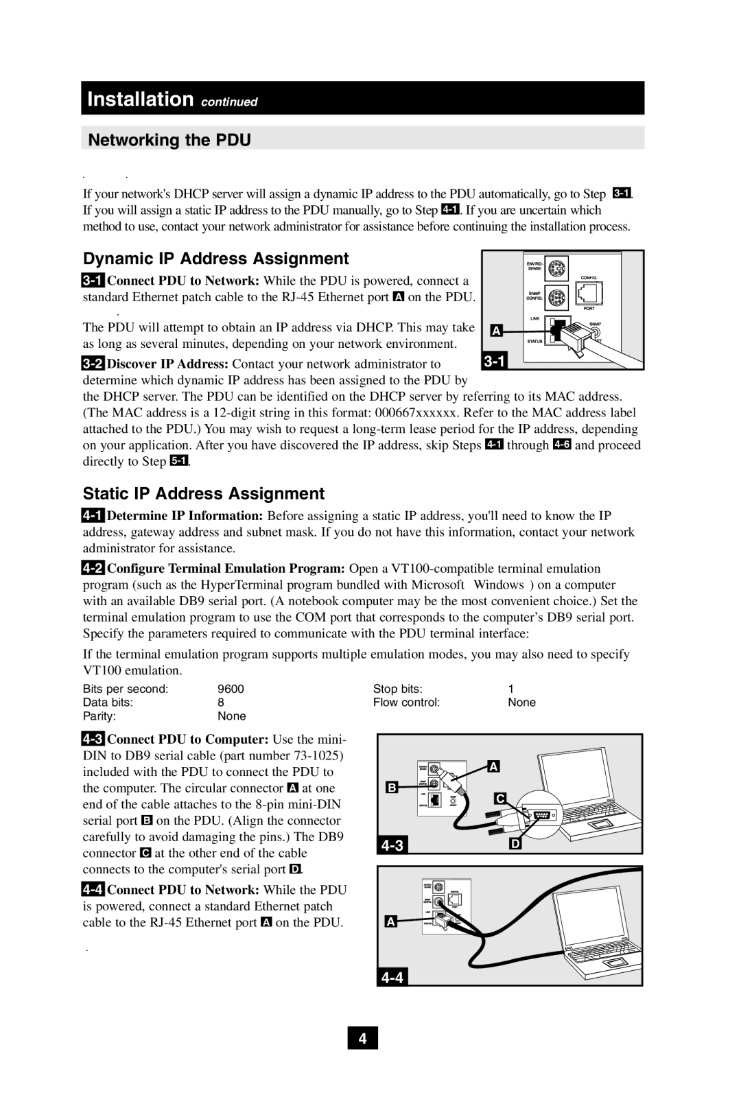 Tripp Lite 200904140, NEMA 5-20R, 93-2899 Networking the PDU, Dynamic IP Address Assignment, Static IP Address Assignment 