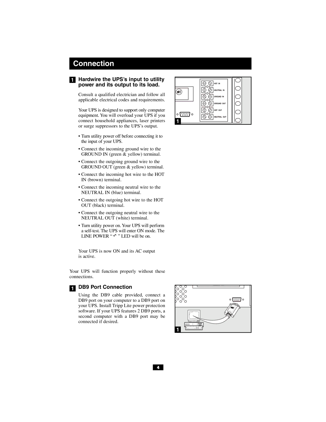 Tripp Lite OM500RMX owner manual DB9 Port Connection, Line Power 