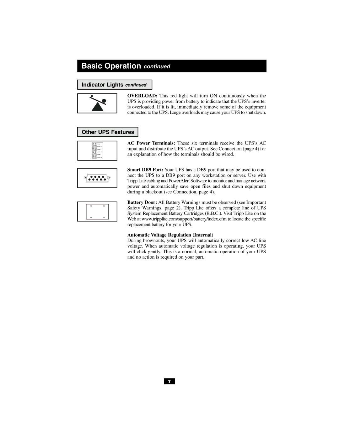 Tripp Lite OM500RMX owner manual Other UPS Features, Automatic Voltage Regulation Internal 