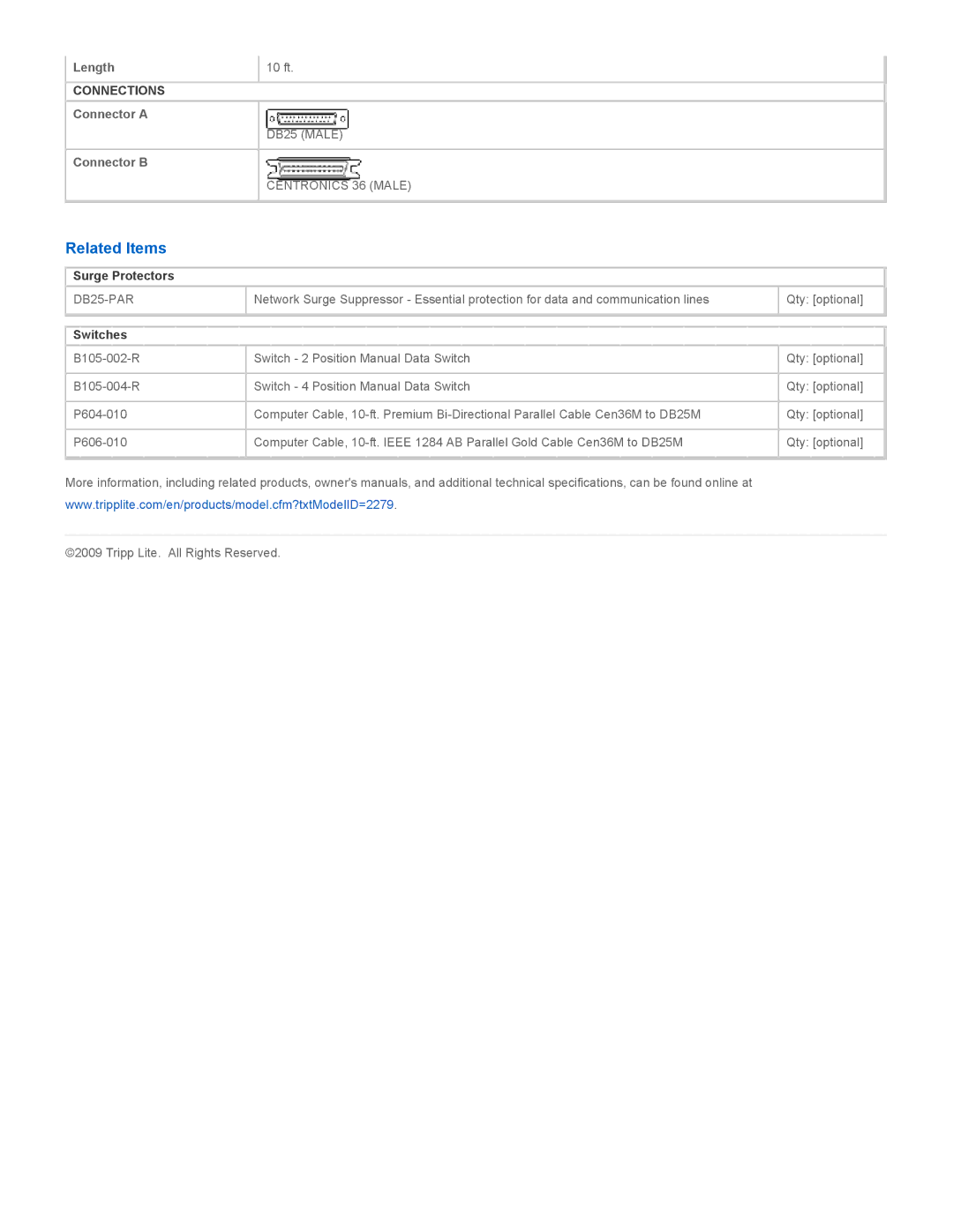 Tripp Lite P602-010 specifications Related Items, Surge Protectors, Switches 