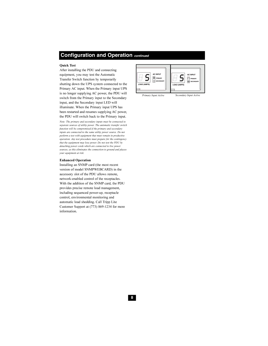 Tripp Lite PDUMH20AT, PDUMH15AT owner manual Quick Test 