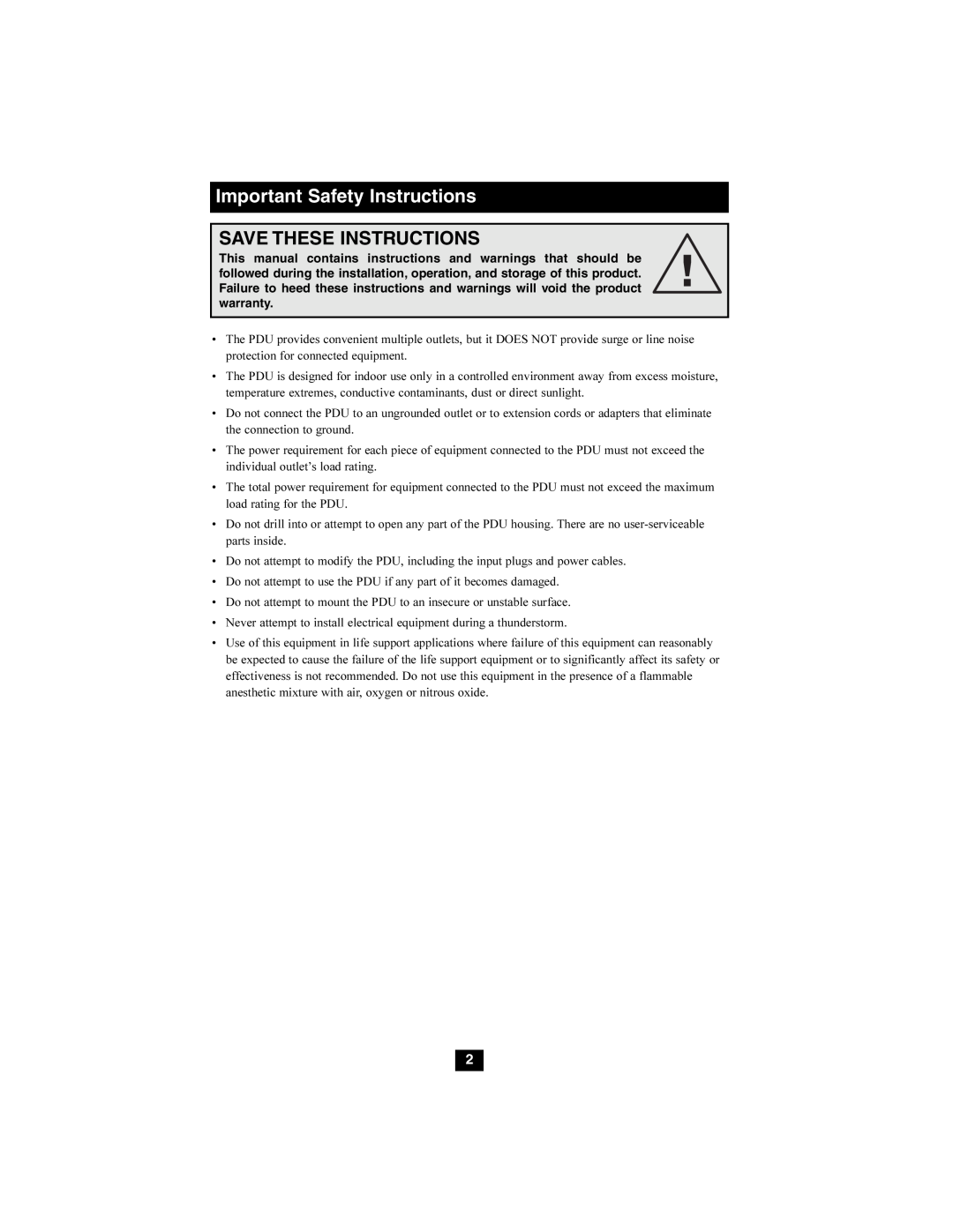Tripp Lite PDUMH20ATNET, PDUMH15ATNET owner manual Important Safety Instructions, Save These Instructions 