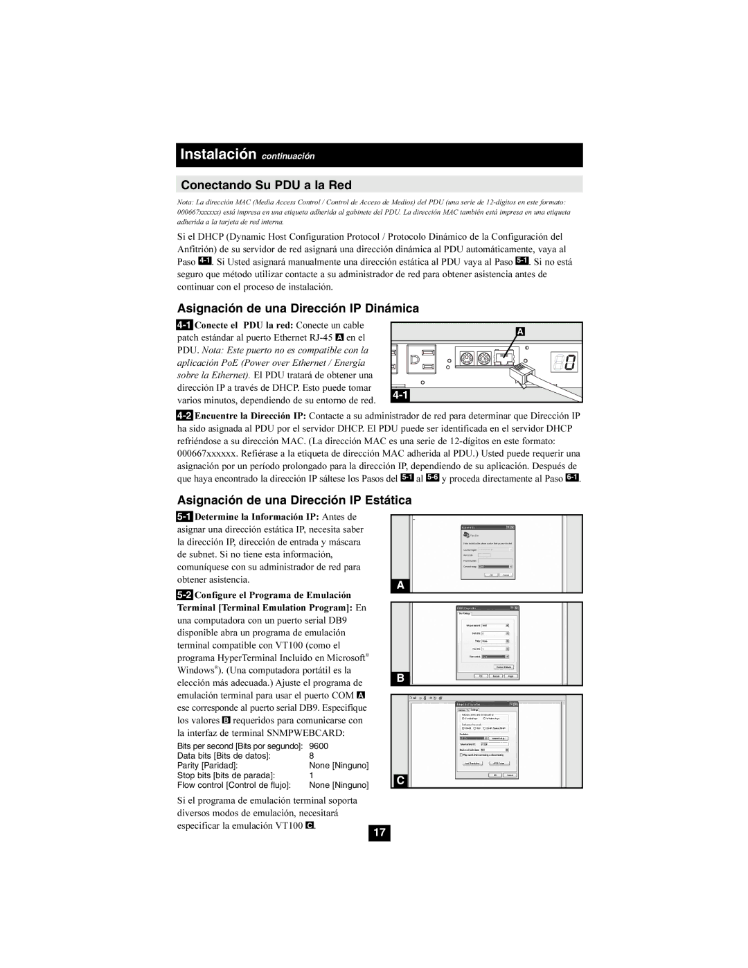 Tripp Lite PDUMH15ATNET, PDUMH20ATNET owner manual Conectando Su PDU a la Red, Asignación de una Dirección IP Dinámica 