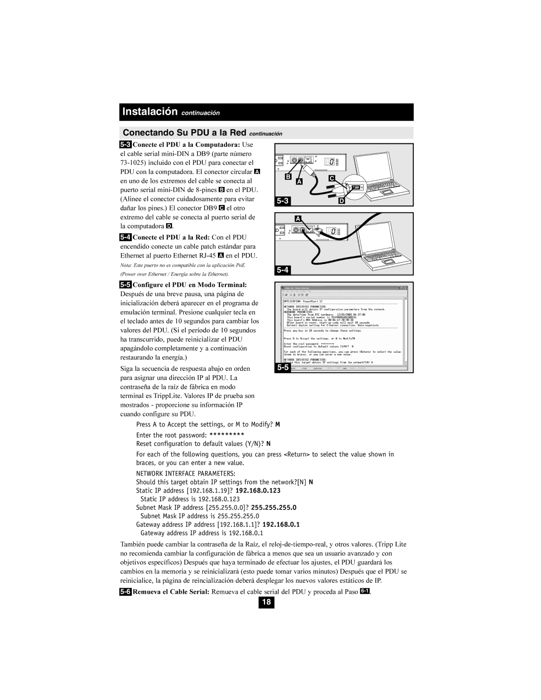 Tripp Lite PDUMH20ATNET, PDUMH15ATNET owner manual Conectando Su PDU a la Red continuación 