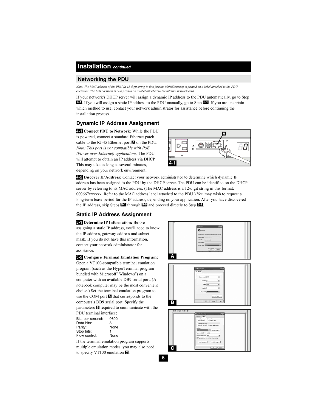 Tripp Lite PDUMH15ATNET, PDUMH20ATNET Networking the PDU, Dynamic IP Address Assignment, Static IP Address Assignment 