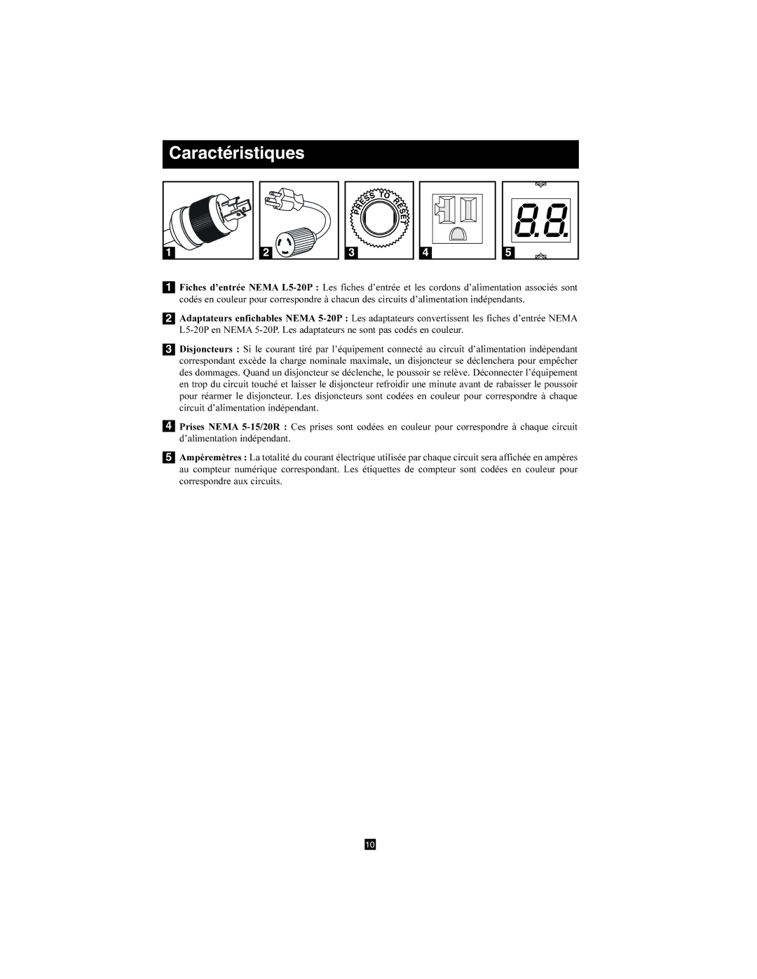 Tripp Lite PDUMV40 owner manual Caractéristiques 