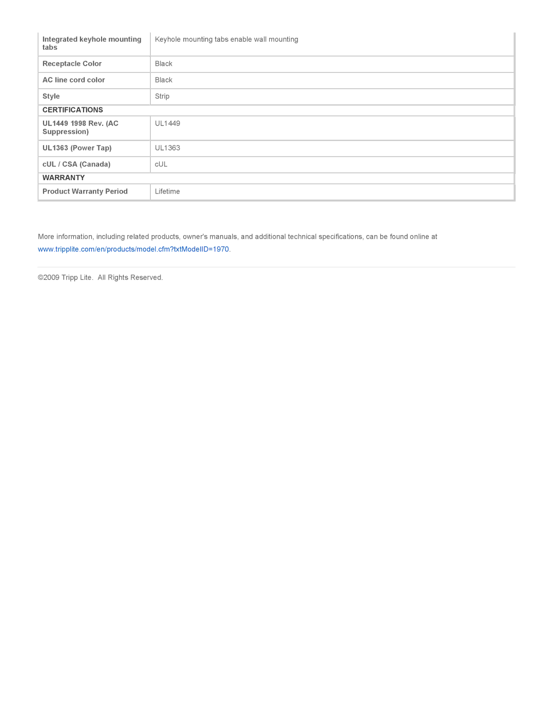 Tripp Lite PM6SN1 warranty Certifications, Warranty 