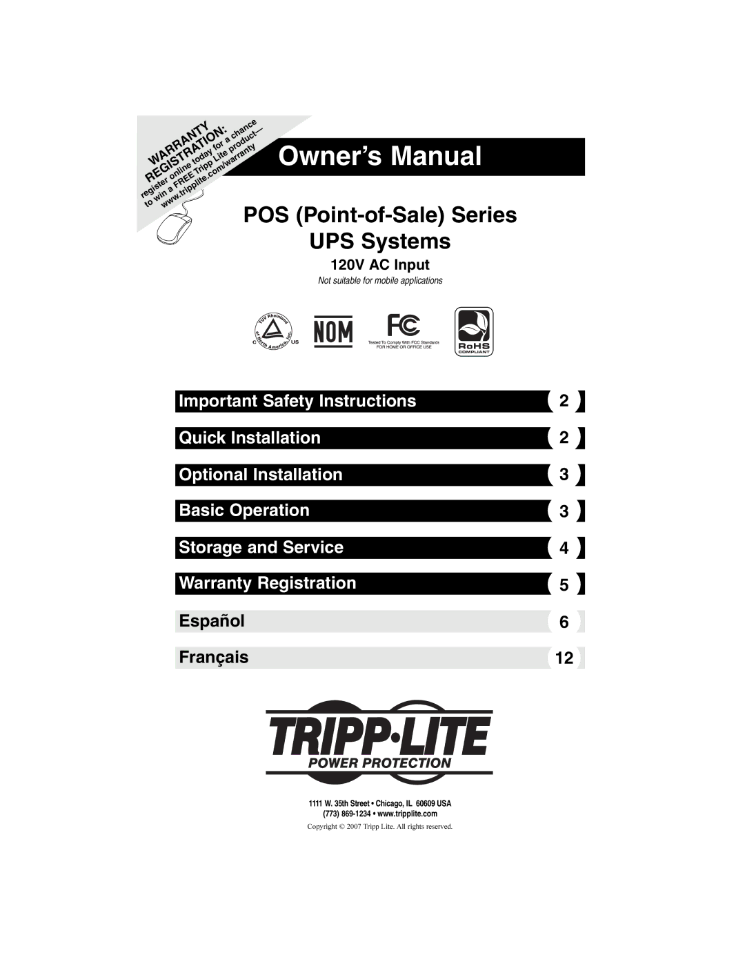 Tripp Lite POS Series owner manual UPS Systems 