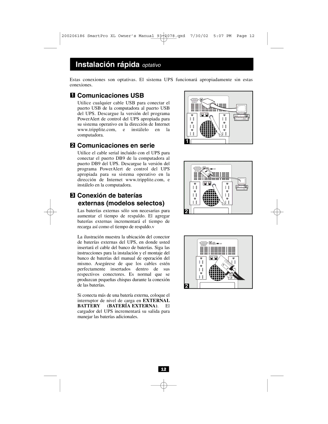 Tripp Lite Power Suppy owner manual Instalación rápida optativo 