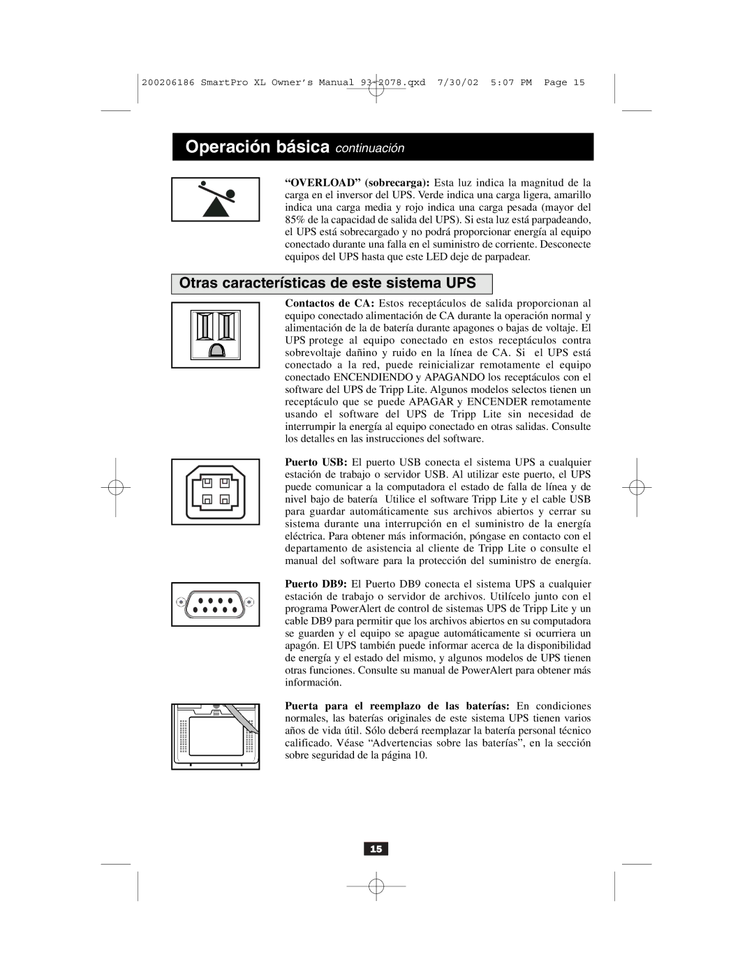 Tripp Lite Power Suppy owner manual Otras características de este sistema UPS 