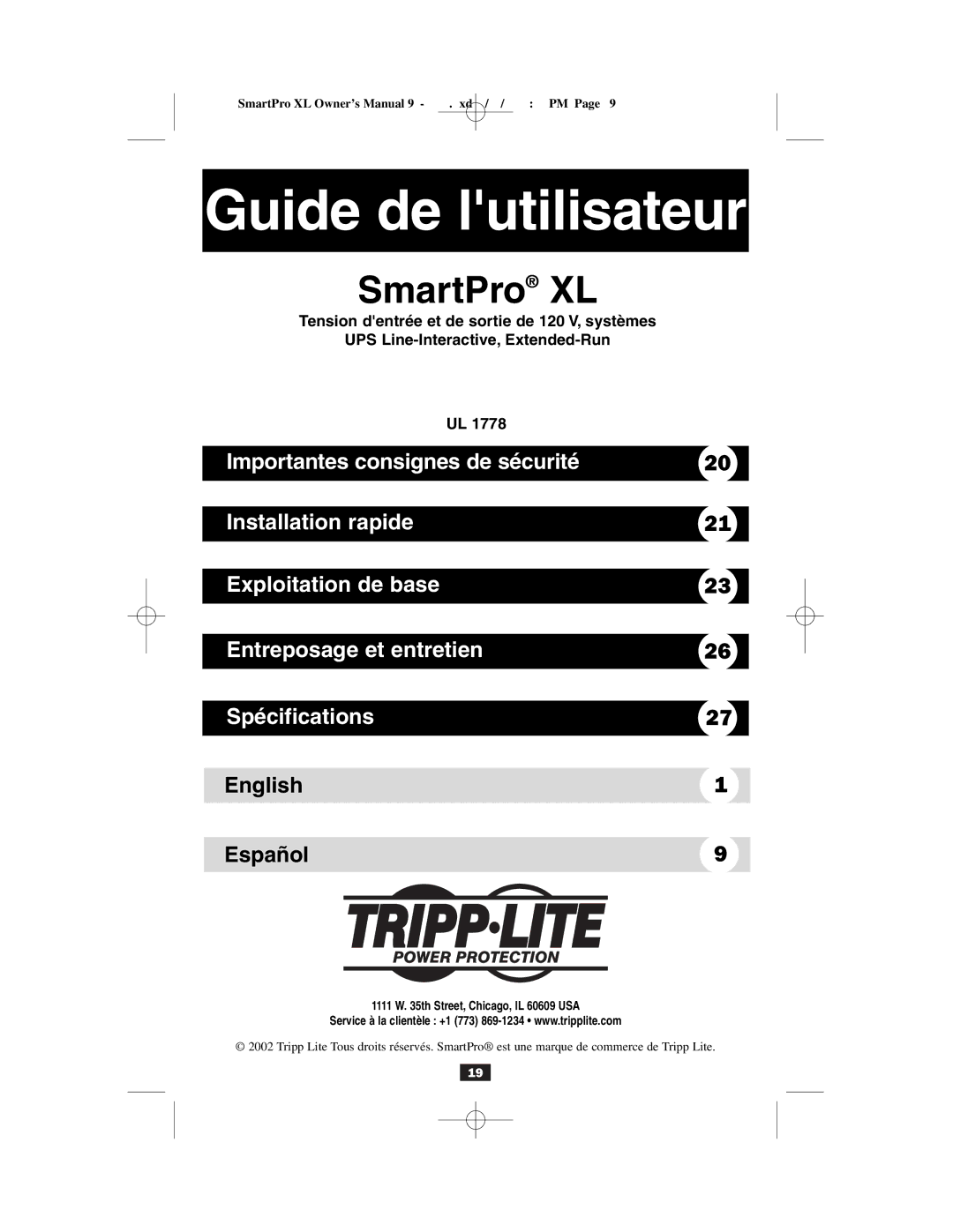 Tripp Lite Power Suppy owner manual Guide de lutilisateur 