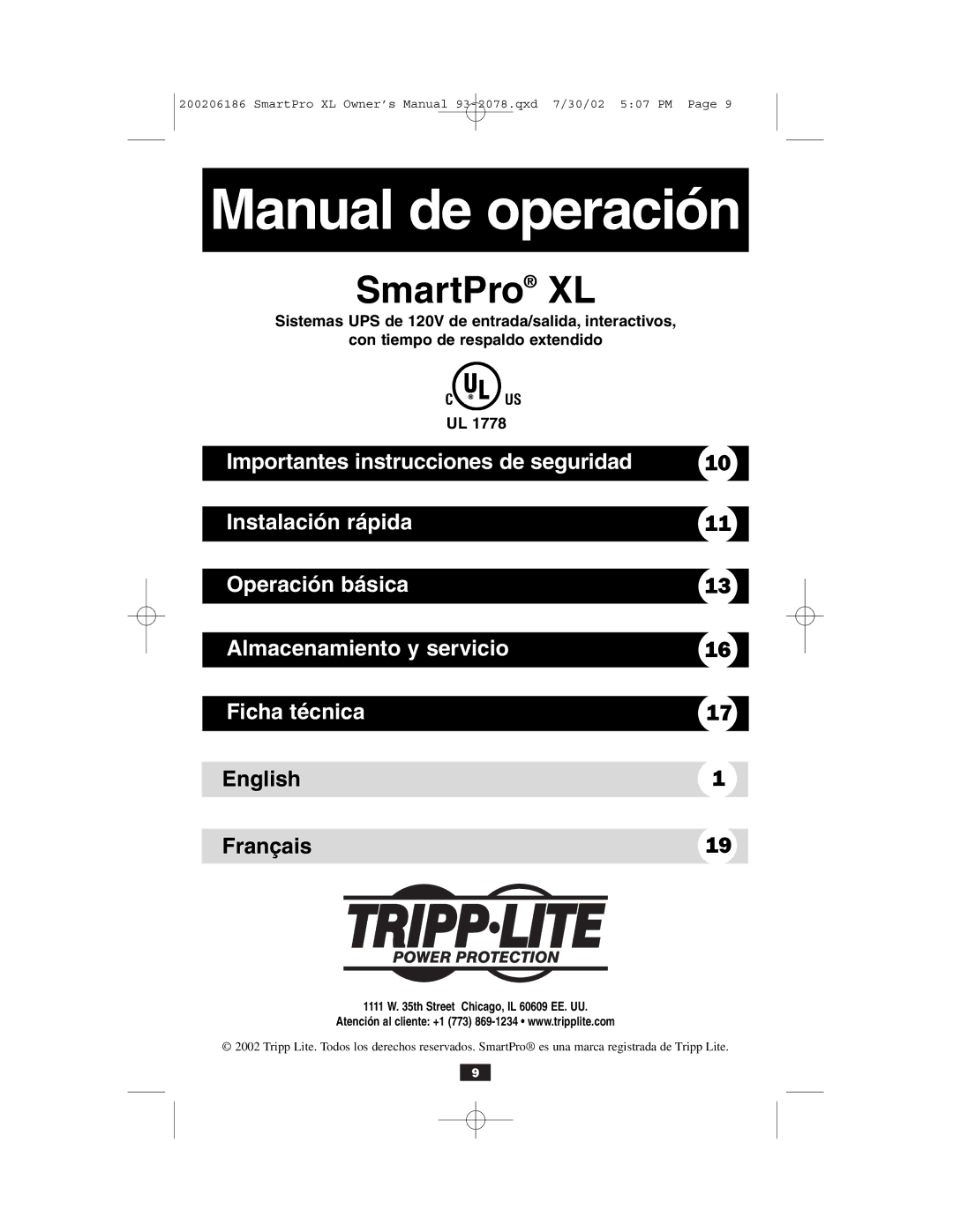 Tripp Lite Power Suppy owner manual Manual de operación 