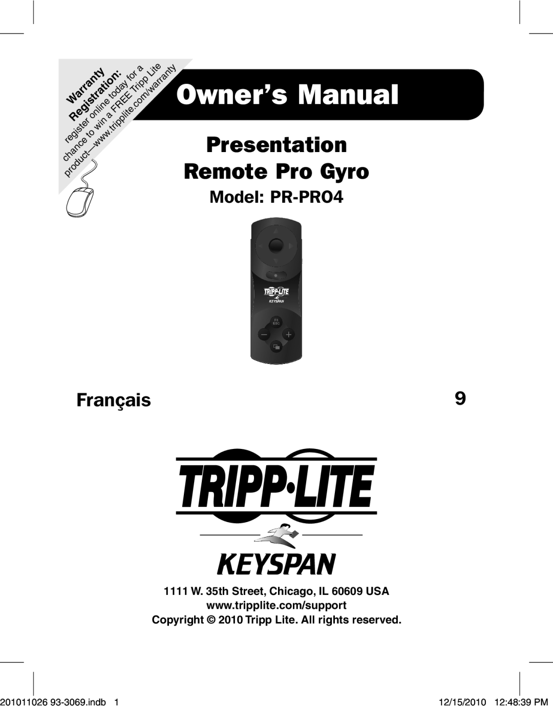 Tripp Lite PR-PR04 warranty Presentation Remote Pro Gyro 