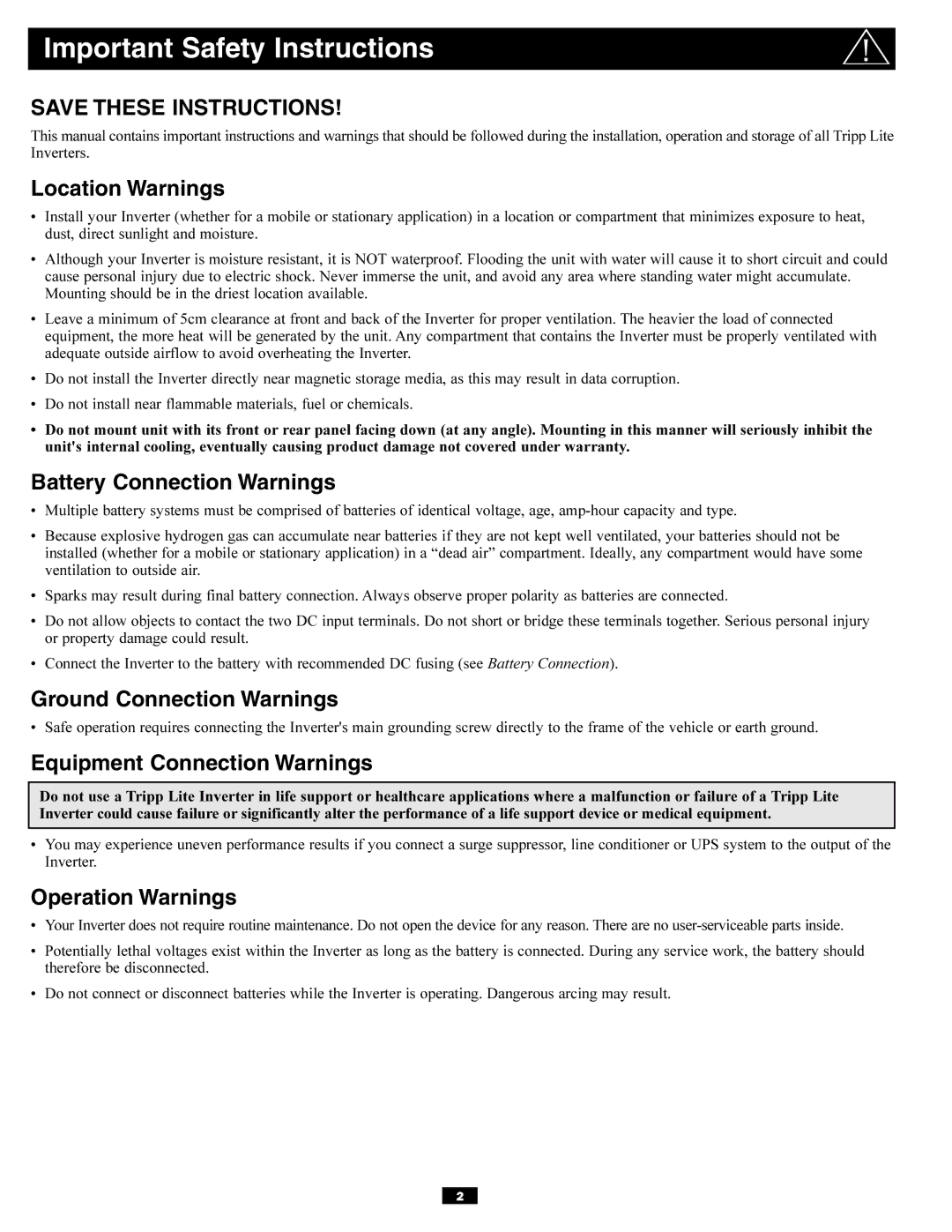 Tripp Lite PVX700 owner manual Important Safety Instructions 