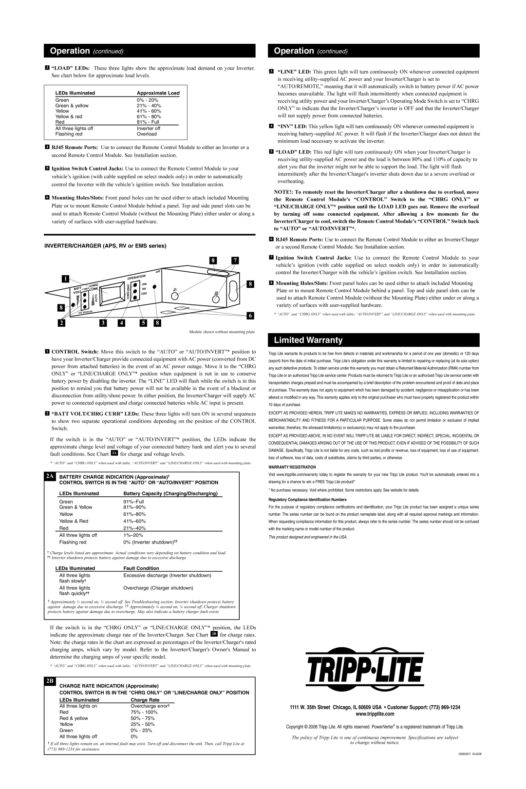 Tripp Lite PVXXXXHF, PVXXXXFC owner manual Limited Warranty 