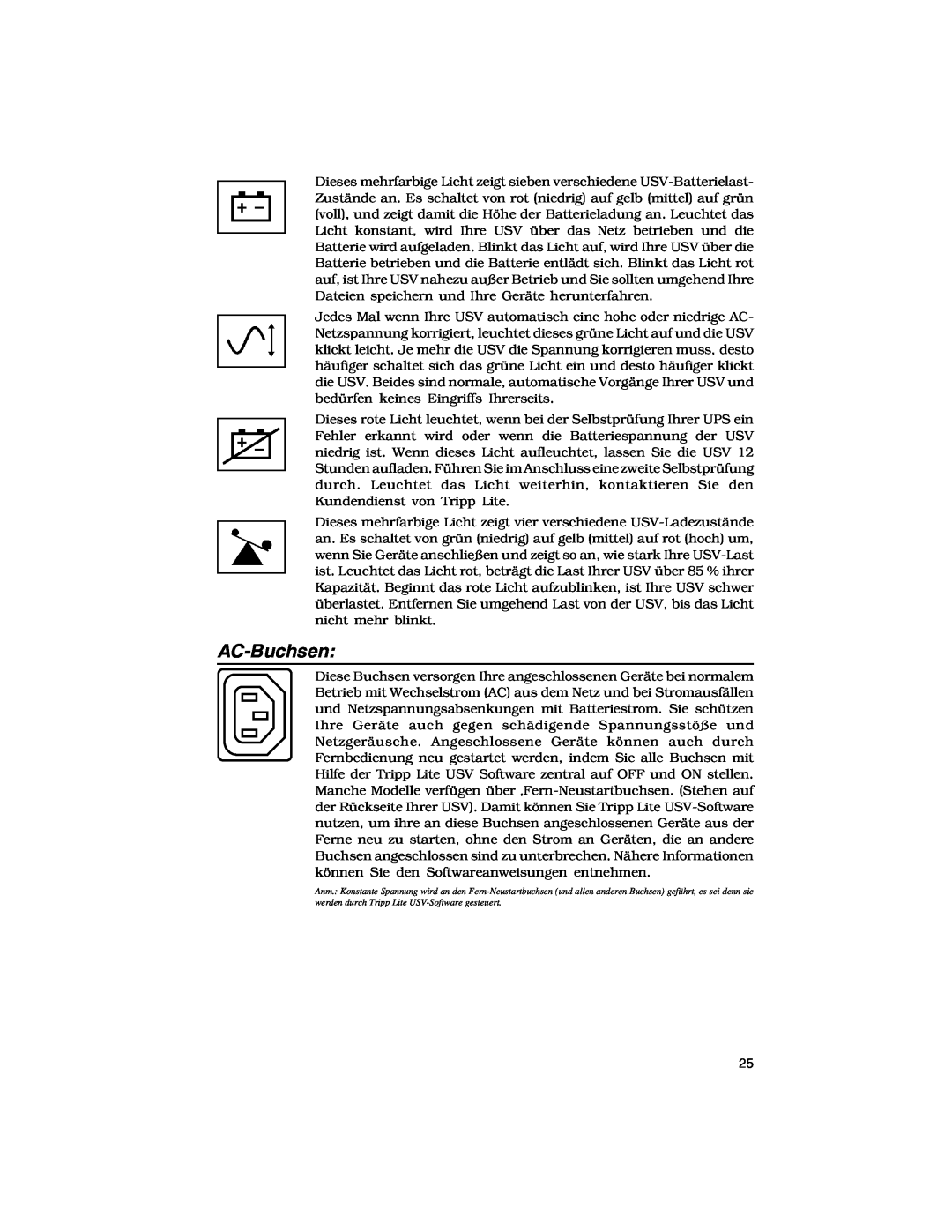 Tripp Lite Rackmount Intelligent Network UPS Systems owner manual AC-Buchsen 