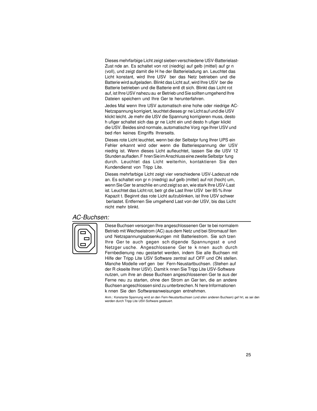 Tripp Lite Rackmount Intelligent Network UPS Systems owner manual AC-Buchsen 