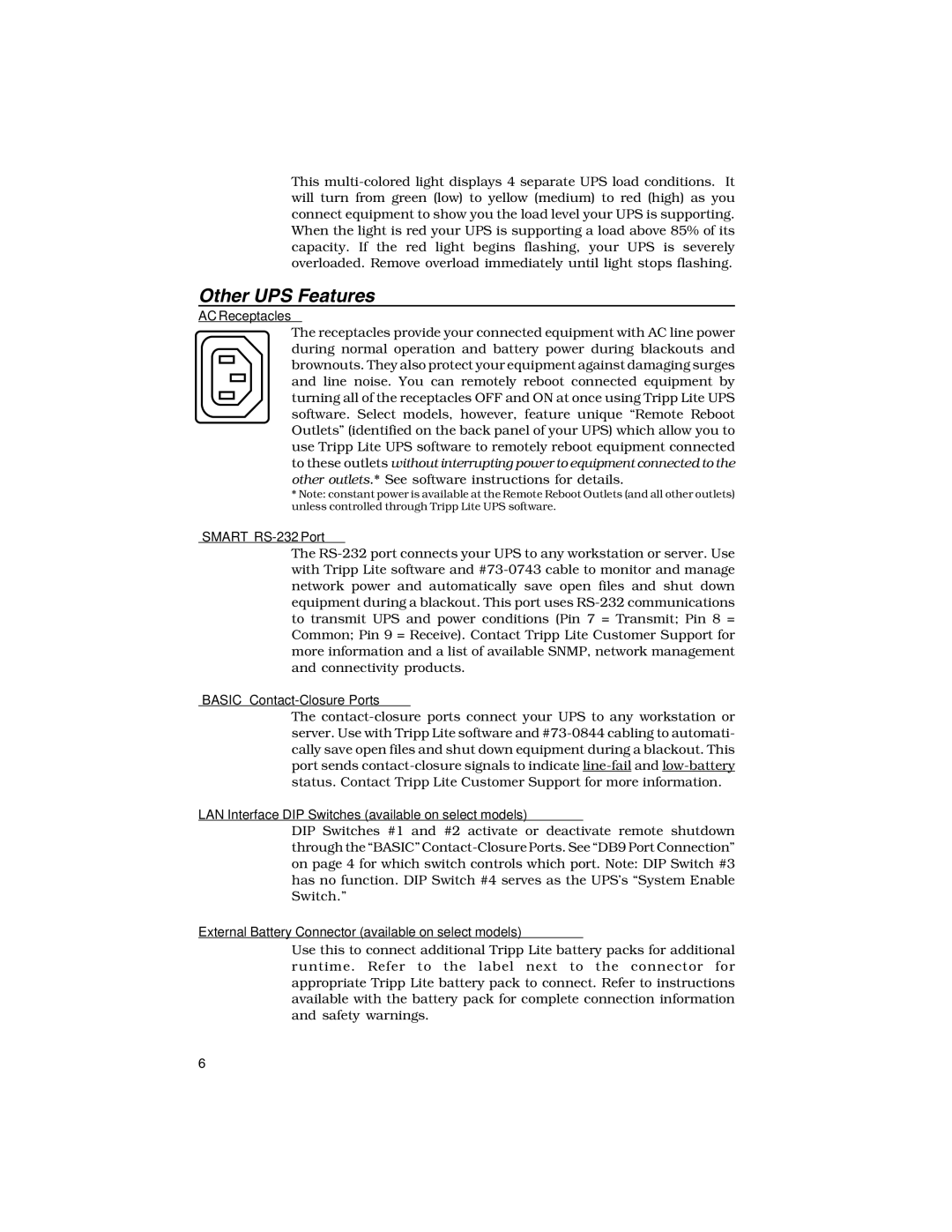 Tripp Lite Rackmount Intelligent Network UPS Systems owner manual Other UPS Features 