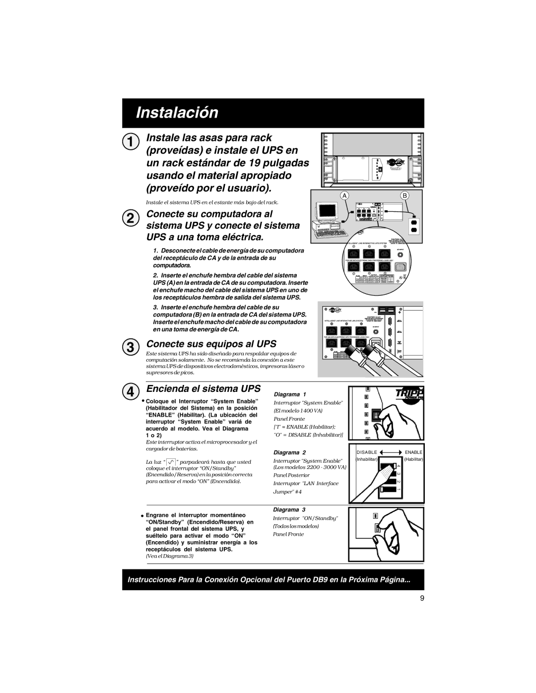 Tripp Lite Rackmount Intelligent Network UPS Systems owner manual Instalación, Instale las asas para rack 