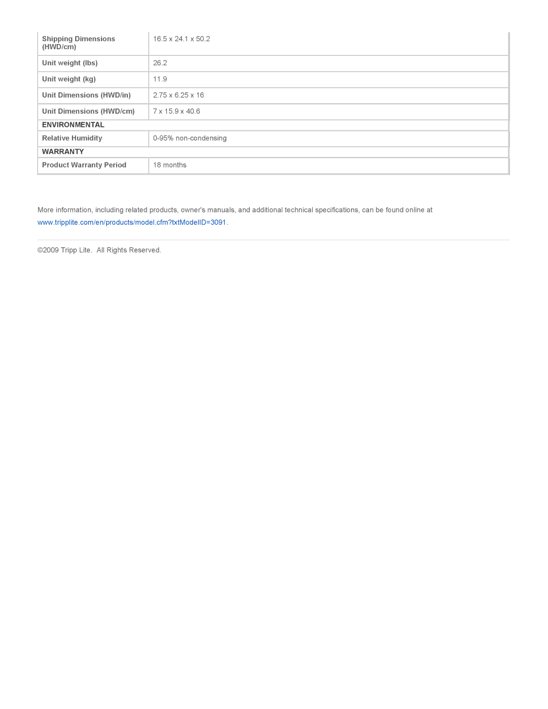 Tripp Lite RBC49-2U specifications Environmental, Warranty 