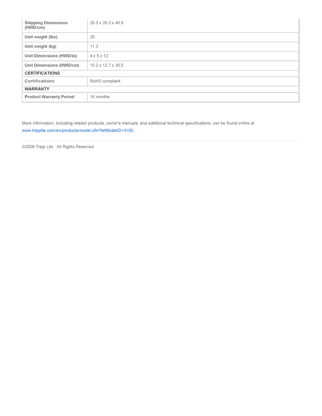 Tripp Lite RBC94-3U specifications Certifications, Warranty 