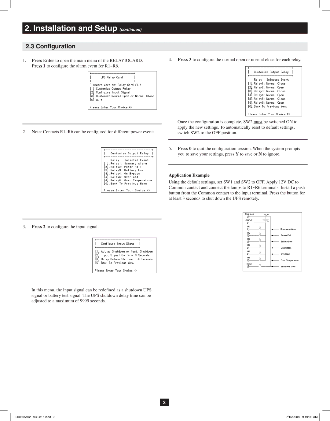 Tripp Lite RELAYIOCARD owner manual Configuration, 3OHDVHQWHURXU&KRLFH 