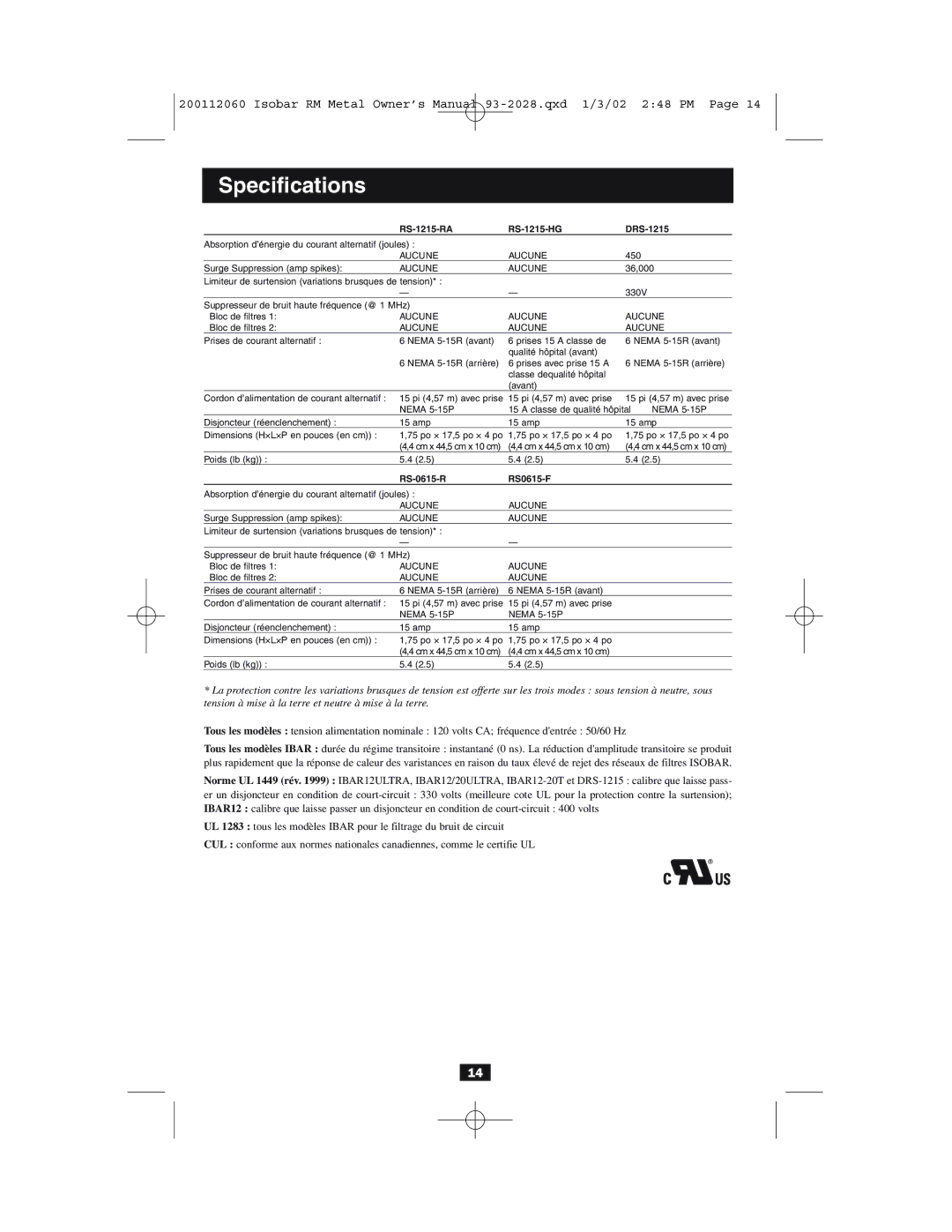 Tripp Lite RS-1215-RA, RS-1215-HG, RS0615F, DRS-1215, IBAR 12 ULTRA owner manual RS-0615-R RS0615-F 