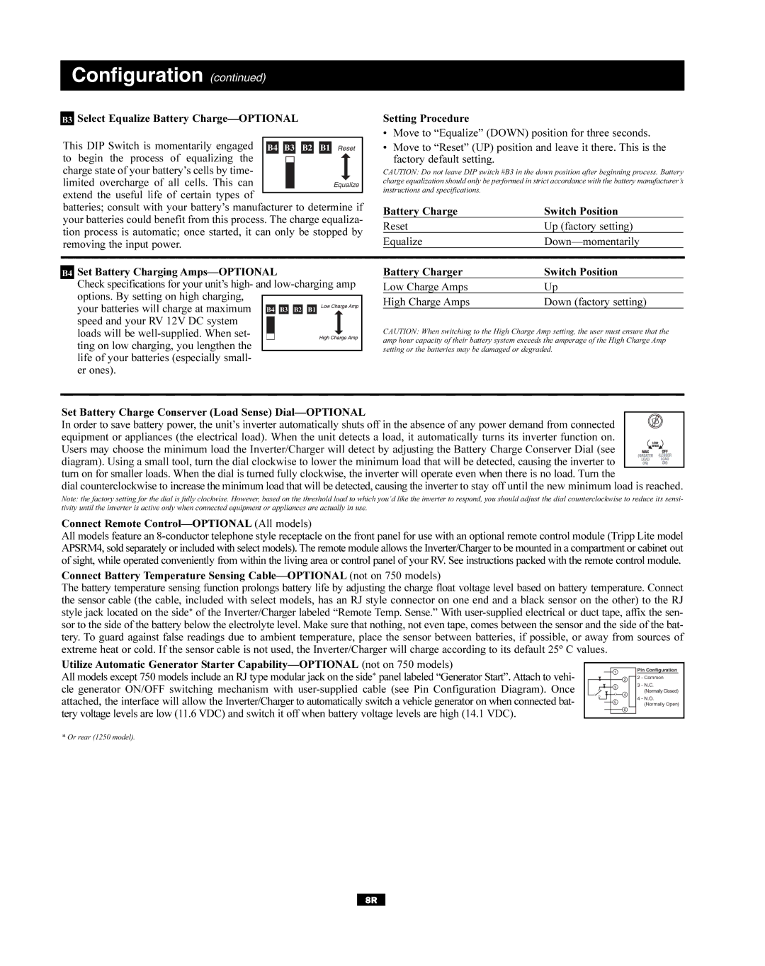 Tripp Lite RV Series manual Or rear 1250 model 