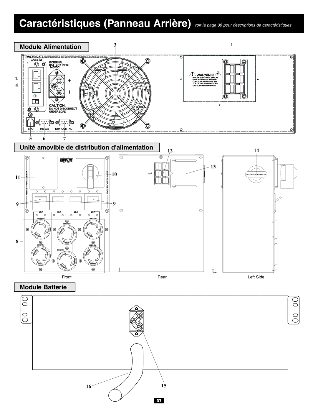 Tripp Lite Single-Phase 10kVA, Single-Phase 7.5kVA owner manual Module Batterie 