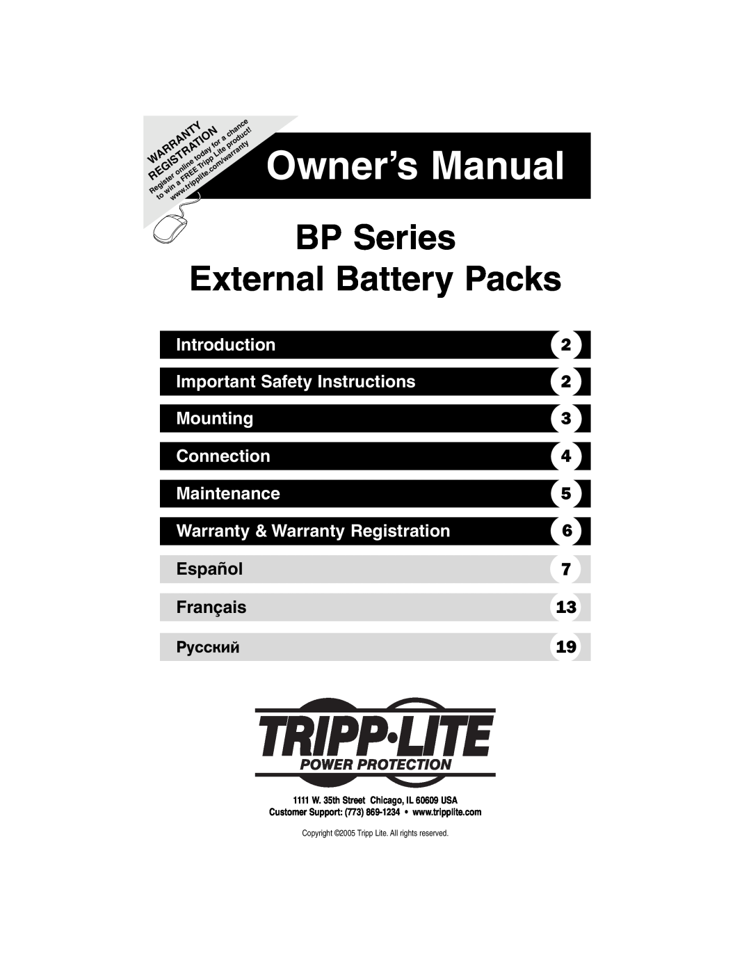 Tripp Lite Single-Phase 10kVA Introduction, Important Safety Instructions, Maintenance, Warranty & Warranty Registration 