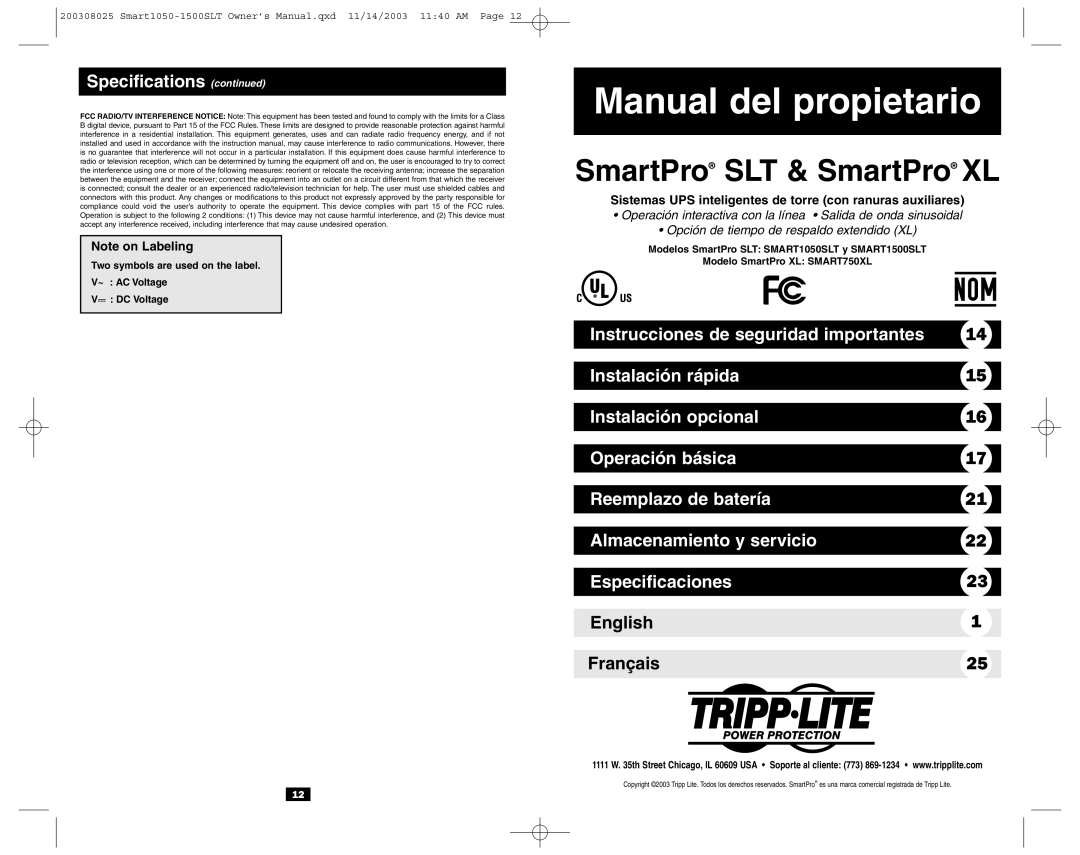 Tripp Lite Smart1050, 1500SLT owner manual Sistemas UPS inteligentes de torre con ranuras auxiliares 