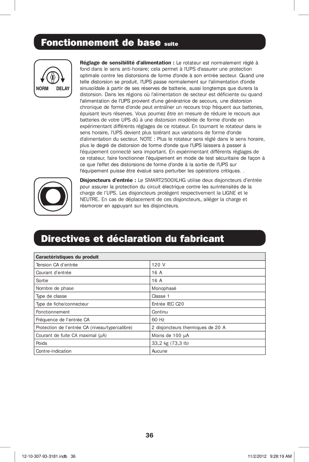 Tripp Lite SMART2500XLHG owner manual Directives et déclaration du fabricant 