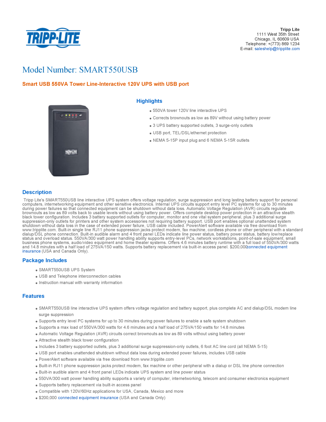Tripp Lite SMART550USB owner manual Owner’s Manual, SmartPro UPS System, Important Safety Instructions, Quick Installation 