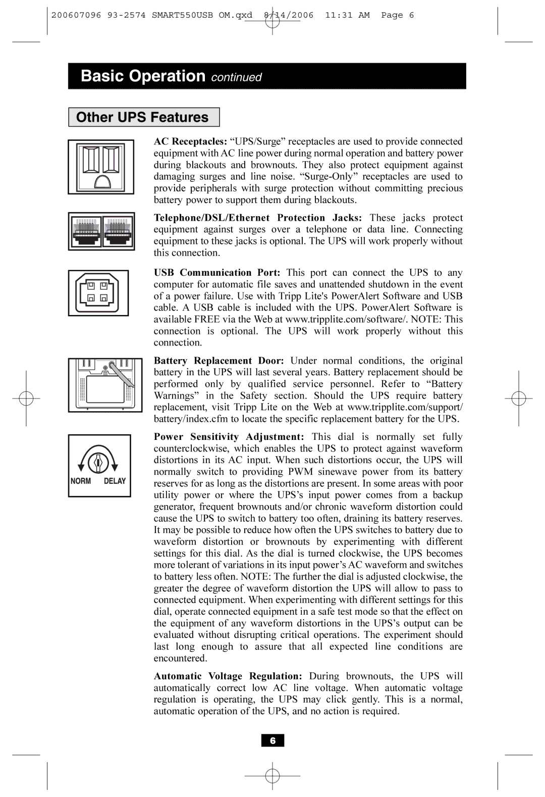 Tripp Lite SMART550USB owner manual Other UPS Features 