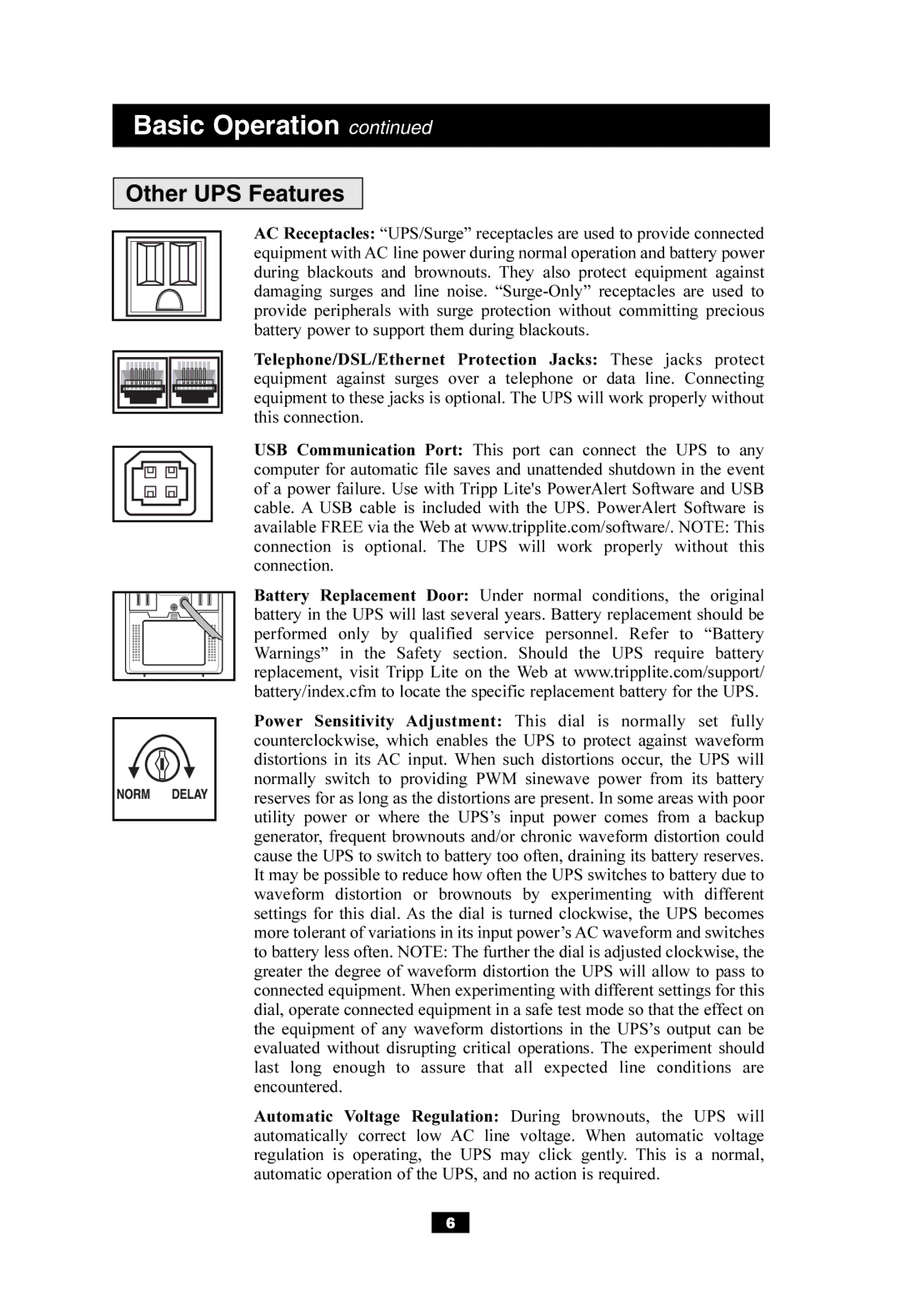 Tripp Lite SMART550USB owner manual Other UPS Features 