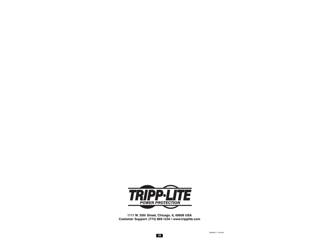 Tripp Lite SMART750SLT owner manual 1111 W. 35th Street, Chicago, IL 60609 USA, 200502011 