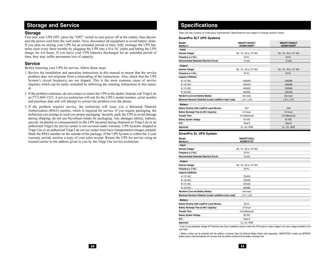 Tripp Lite SMART750XL, SMART1500SLT, SMART1050SLT owner manual SmartPro SLT UPS Systems, SmartPro XL UPS System 