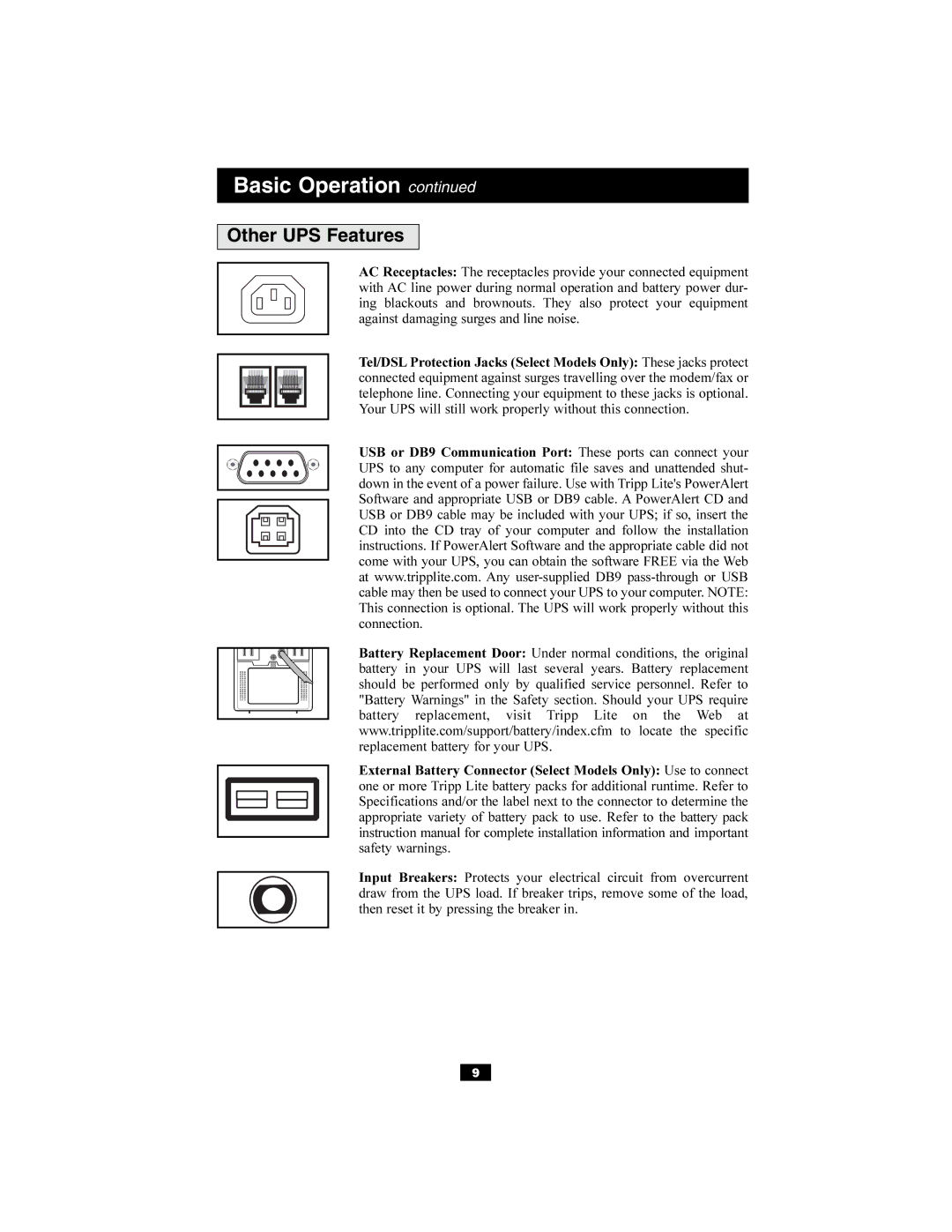 Tripp Lite SMX & OMNIX owner manual Other UPS Features 