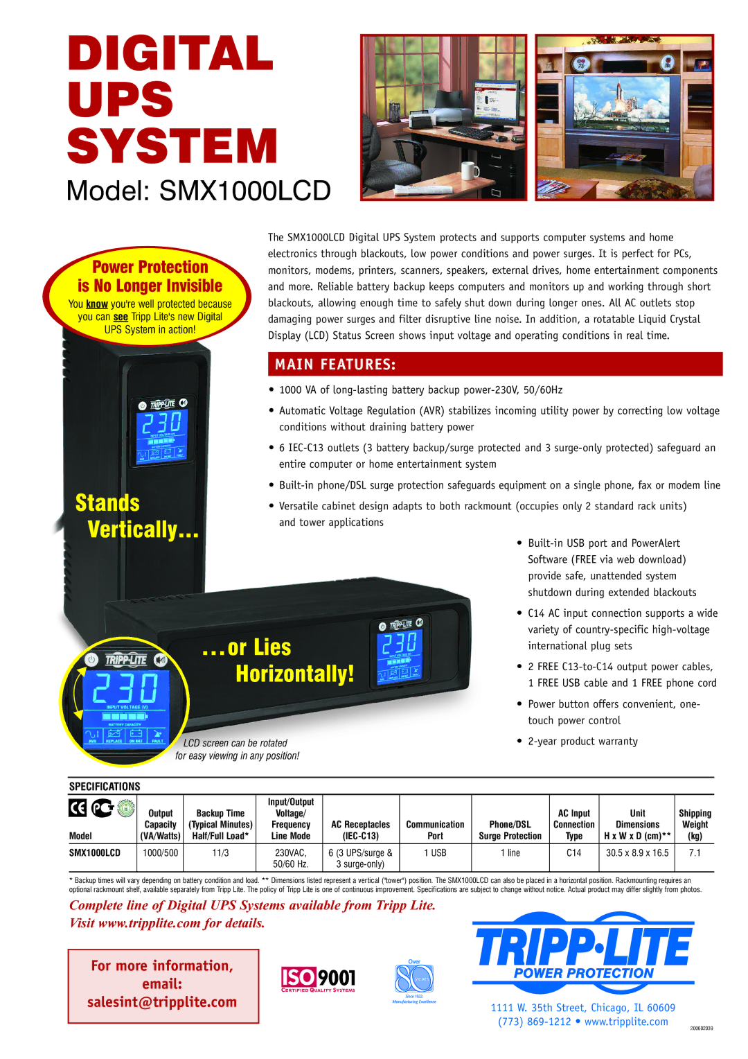 Tripp Lite SMX1000LCD warranty Vertically, Or Lies, Horizontally 