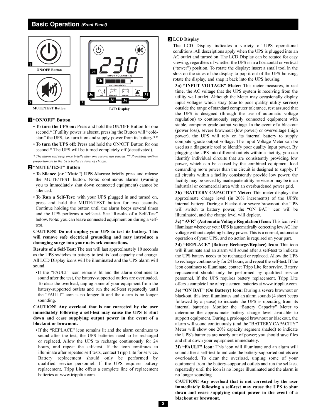 Tripp Lite SMX1000LCD owner manual ON/OFF Button 