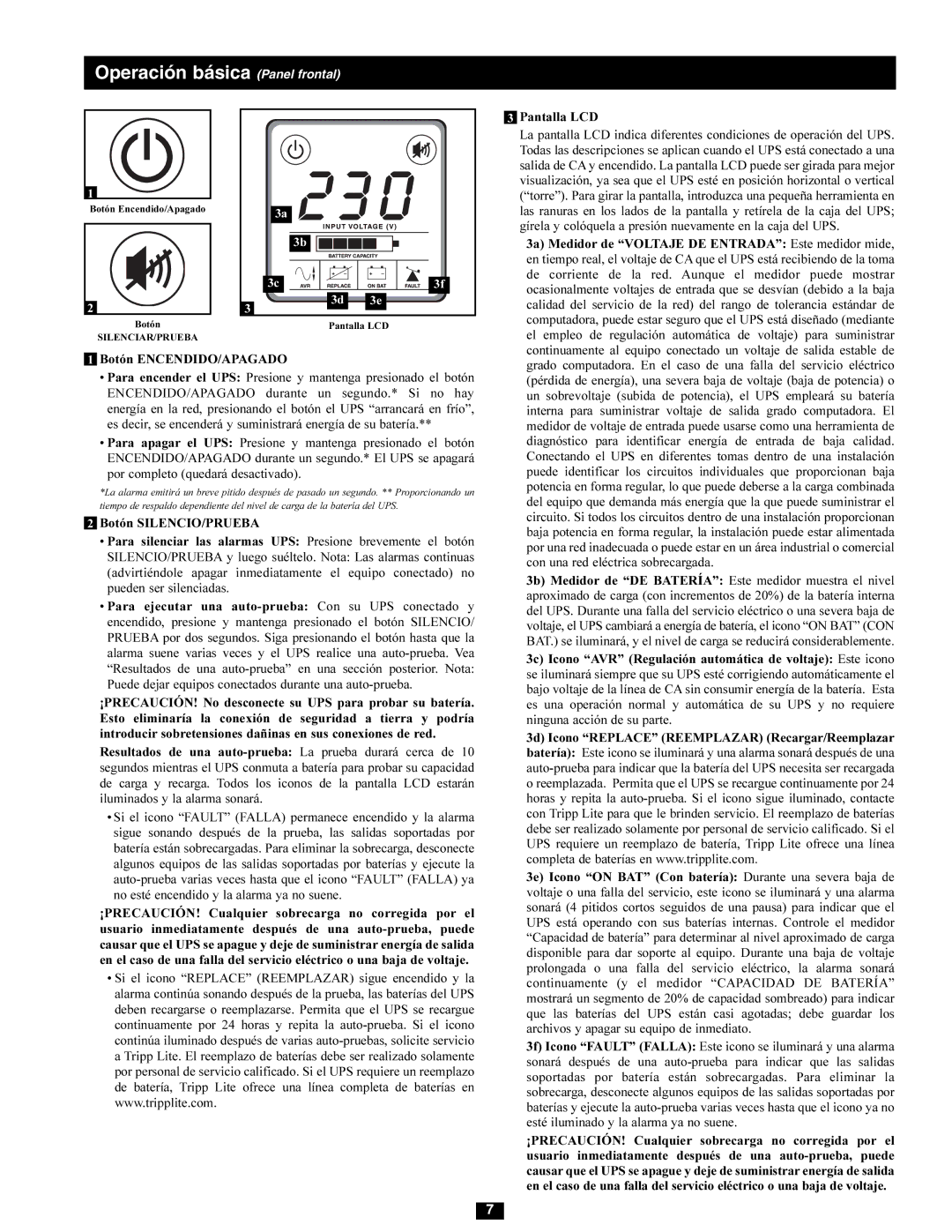 Tripp Lite SMX1000LCD owner manual Silenciar/Prueba 