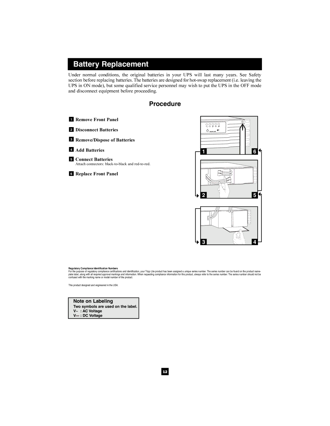 Tripp Lite SMX2200XLRT2U owner manual Procedure, Replace Front Panel 