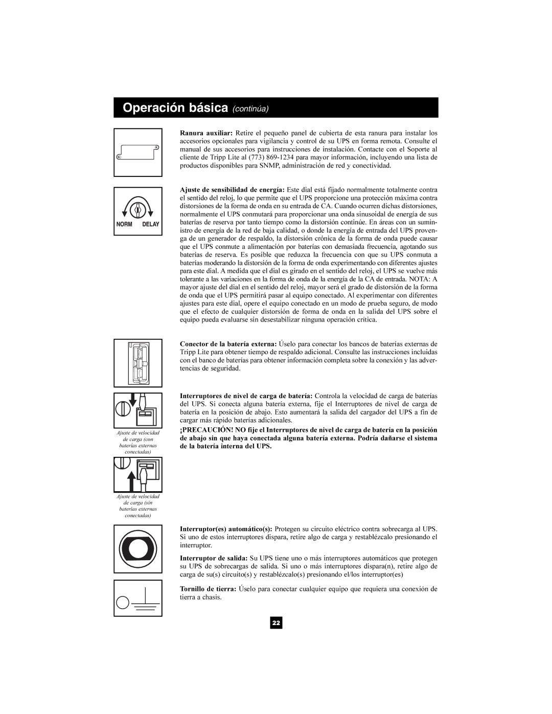 Tripp Lite SMX2200XLRT2U owner manual Operación básica continúa 