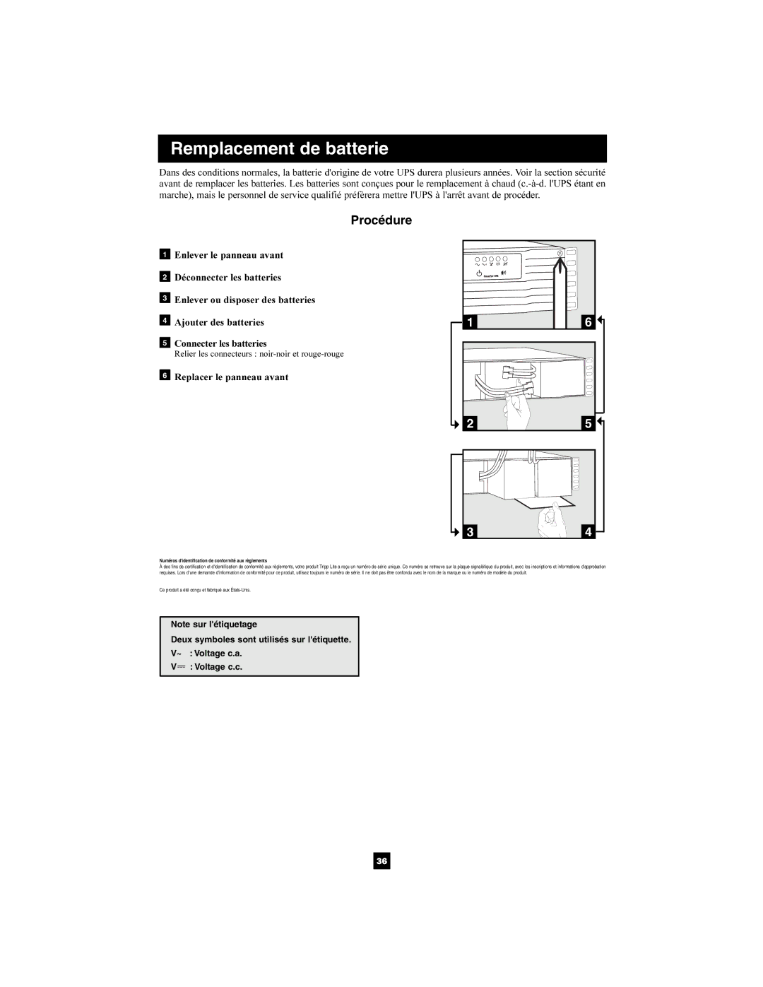 Tripp Lite SMX2200XLRT2U owner manual Procédure, Replacer le panneau avant 