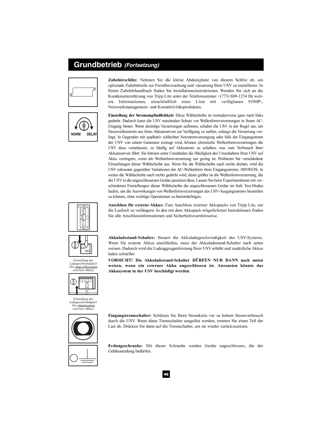 Tripp Lite SMX2200XLRT2U owner manual Einstellung der 