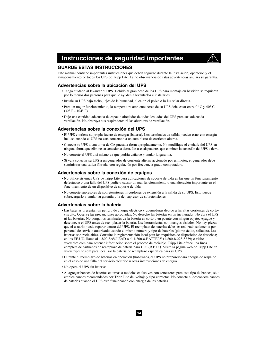 Tripp Lite SMX750RT1U, SMX500RT1U Instrucciones de seguridad importantes, Advertencias sobre la ubicación del UPS 