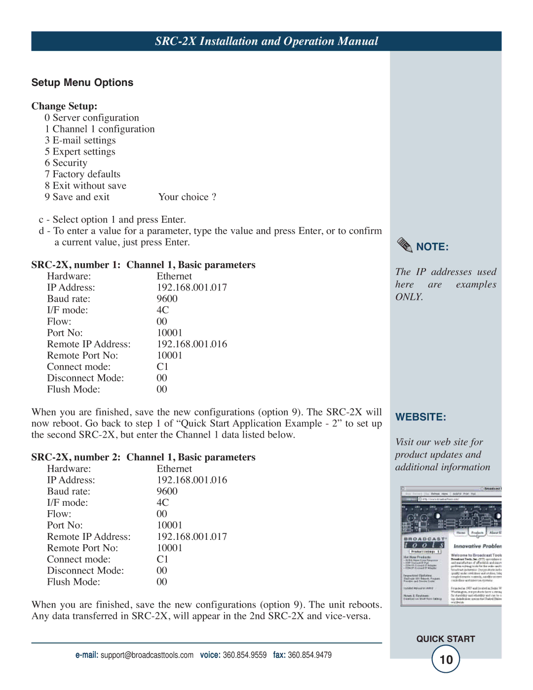 Tripp Lite operation manual SRC-2X, number 1 Channel 1, Basic parameters, SRC-2X, number 2 Channel 1, Basic parameters 