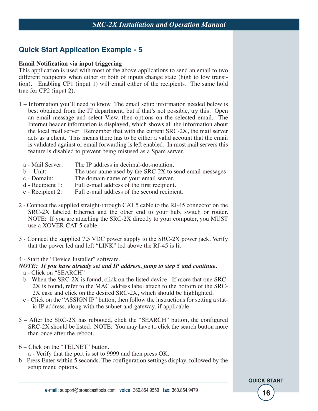 Tripp Lite SRC-2X operation manual Email Notification via input triggering 